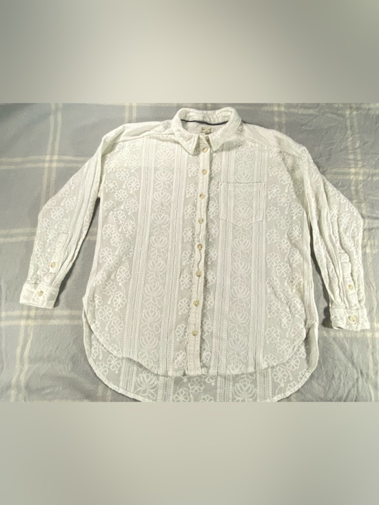 Pilcro Tops - Pilcro Lace XS Button-Down Blouse Ivory Boho Shirt Top Peasant Cottagecore